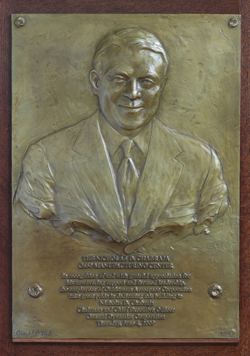 Bronze Bas-Relief Portrait Sculpture of the Chairman & CEO of General Dynamics Corporation by and © Gerald P. York