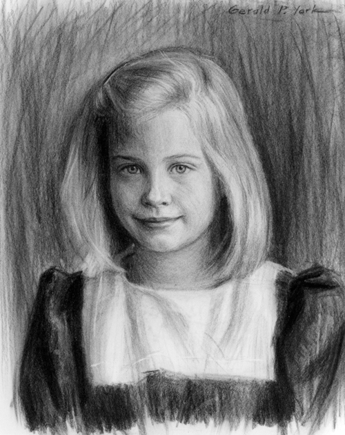 Charcoal Drawing of a Girl by Gerald P. York