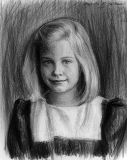 Charcoal Drawing of a Girl by Artist and © Gerald P. York