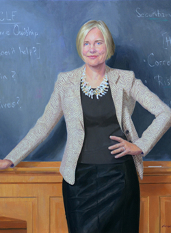 Oil Portrait Painting of Sharon Oster, Ph.D, Yale SOM, by and © Gerald P. York 